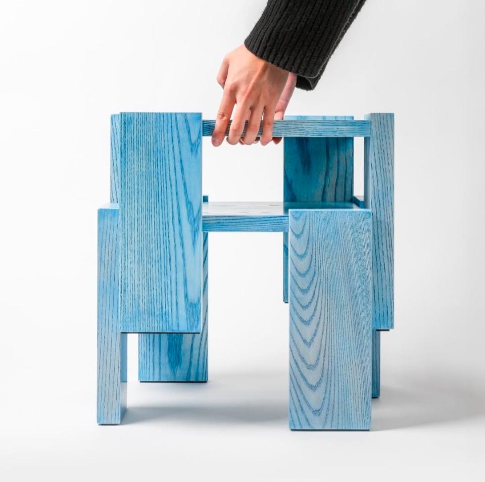 Minimalist OAK Blue Wooden Coffee Tables – Set of 2