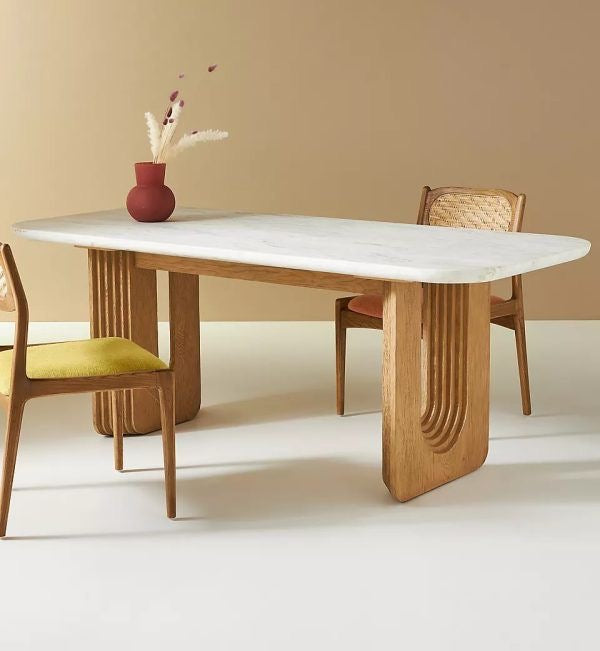 Cayden OAK Marble Dining Set