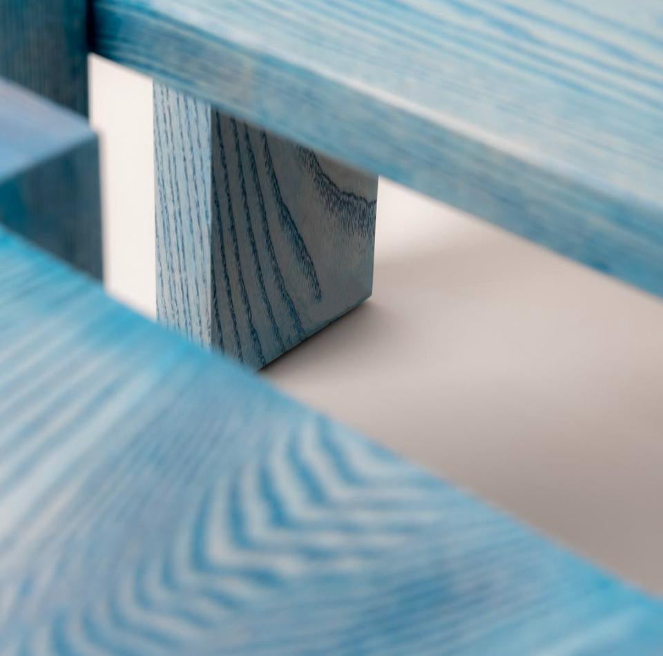 Minimalist OAK Blue Wooden Coffee Tables – Set of 2
