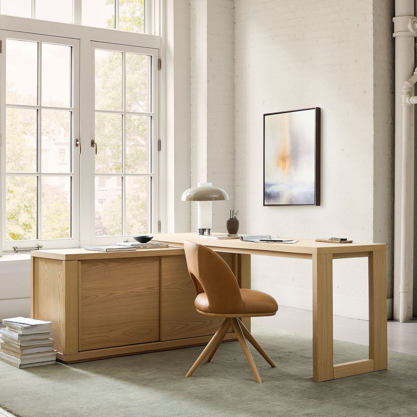Soren Oak Executive Desk with Storage