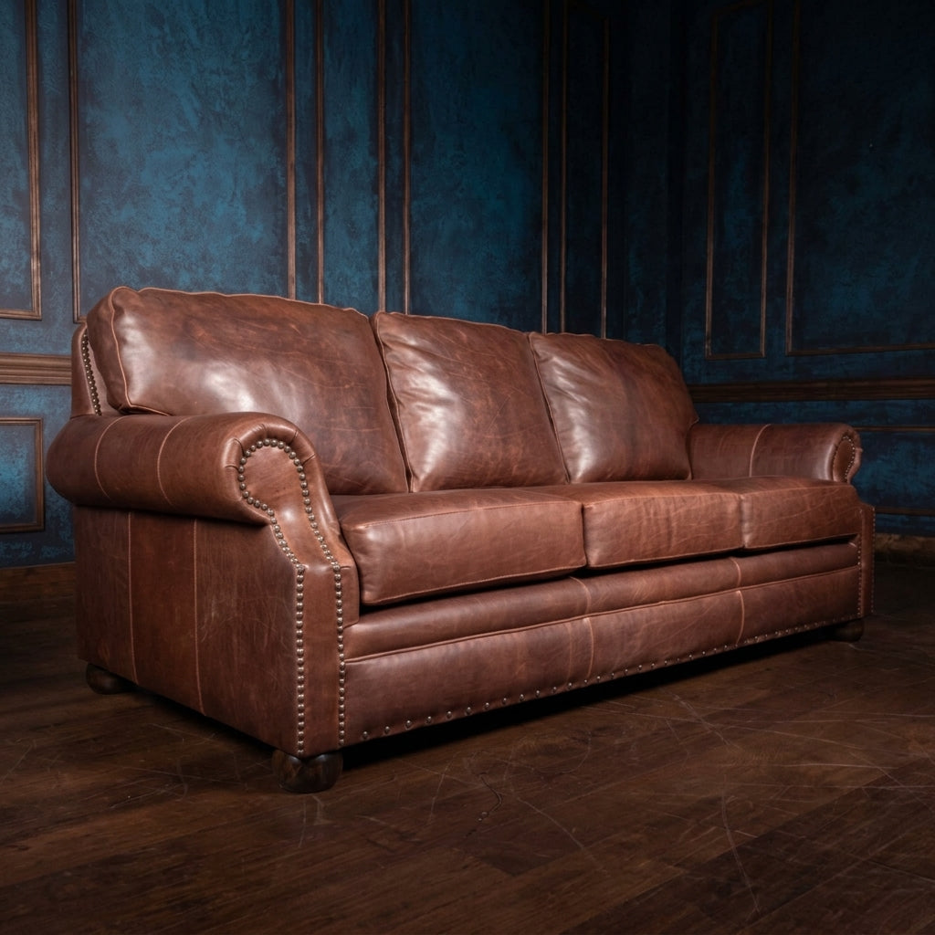 Luxury Classic 3-Seater Leather Sofa