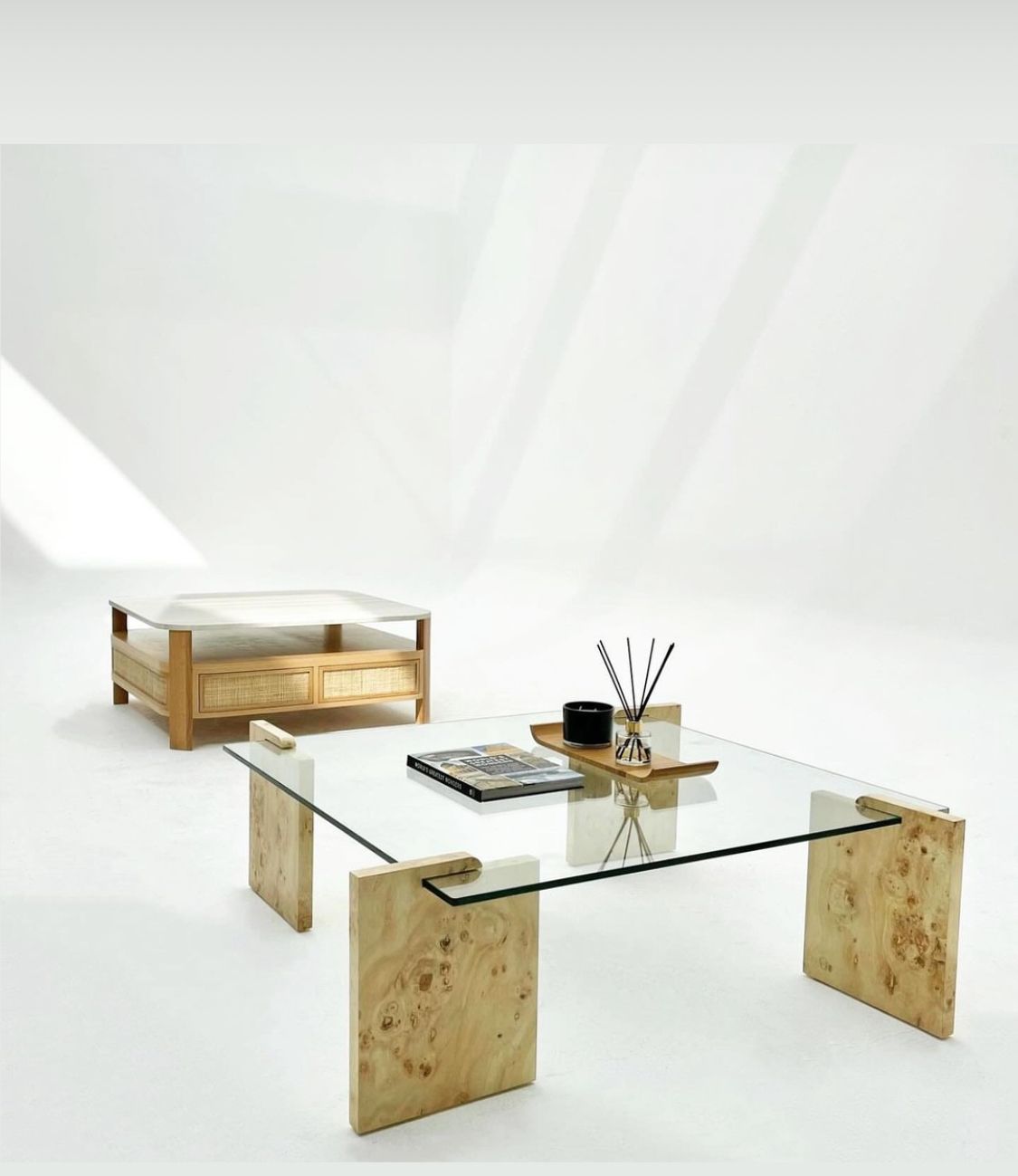 Burl Veneer Axis Coffee Table