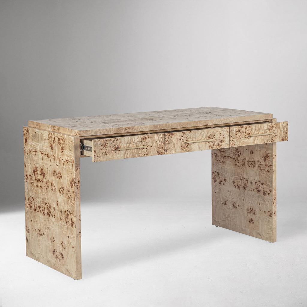 Finlo Burled 3-Drawer Desk