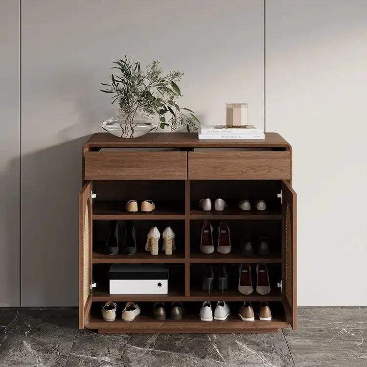 Arched Rattan Shoe Cabinet
