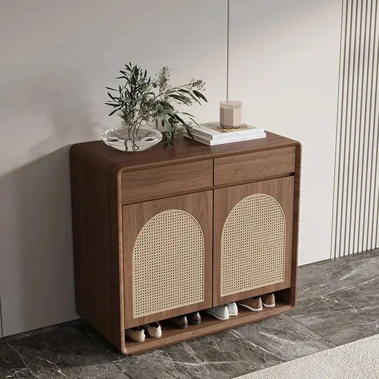 Arched Rattan Shoe Cabinet