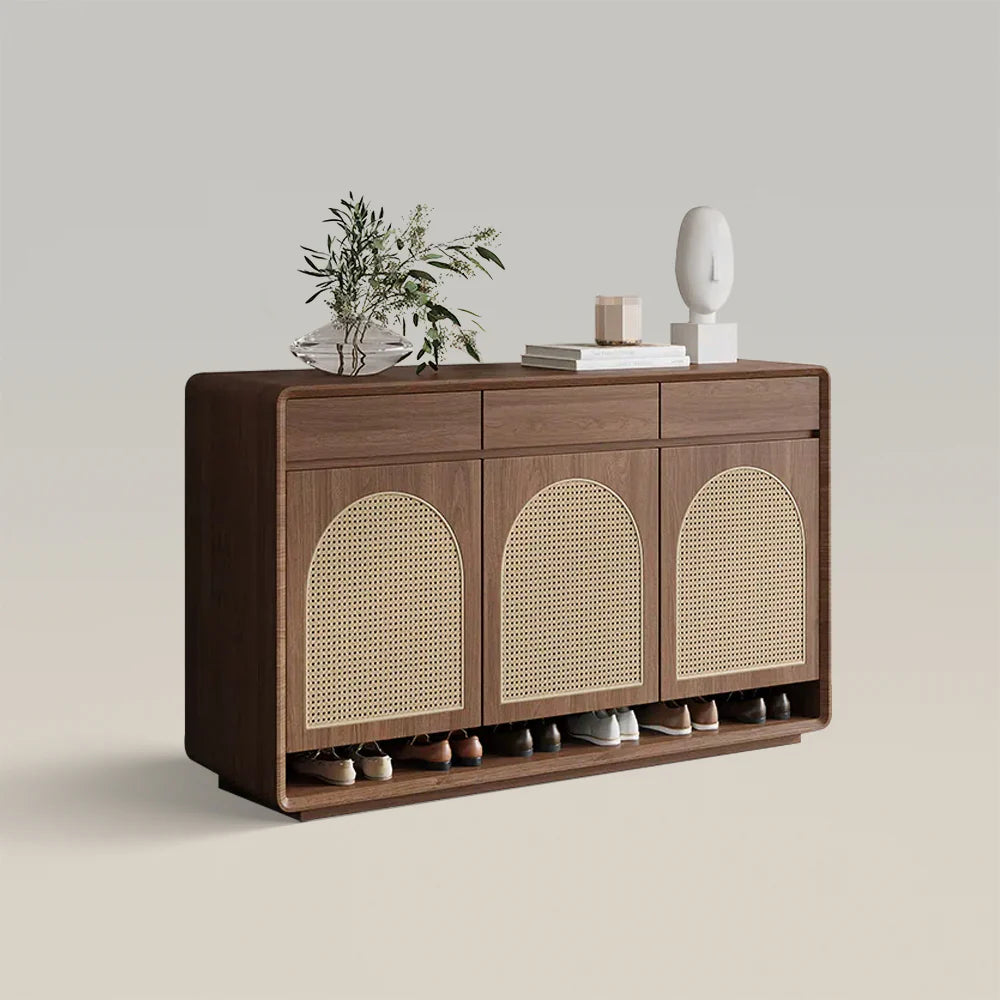 Arched Rattan Shoe Cabinet