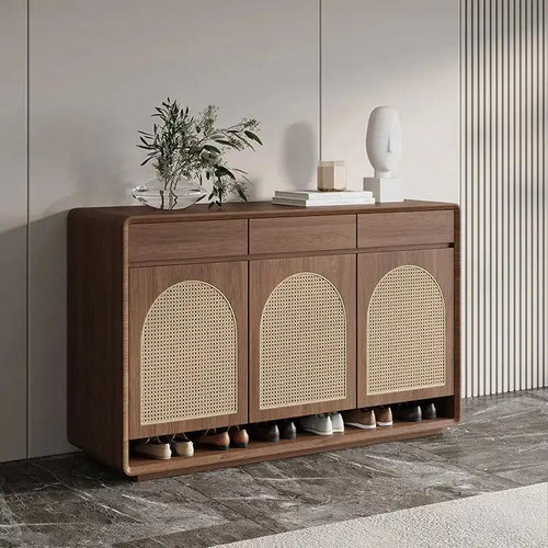 Arched Rattan Shoe Cabinet