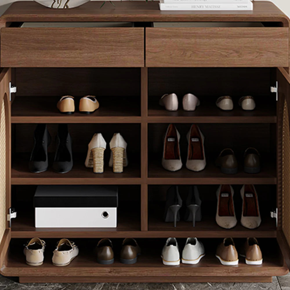 Arched Rattan Shoe Cabinet