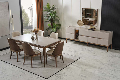 Basic Solid Wood Dining Set with Bufete