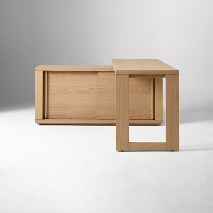 Soren Oak Executive Desk with Storage