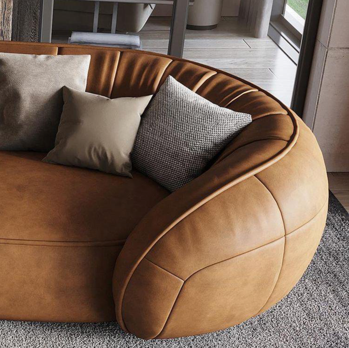 Stigr Lixra Arc Shaped Designer Leather Sofa