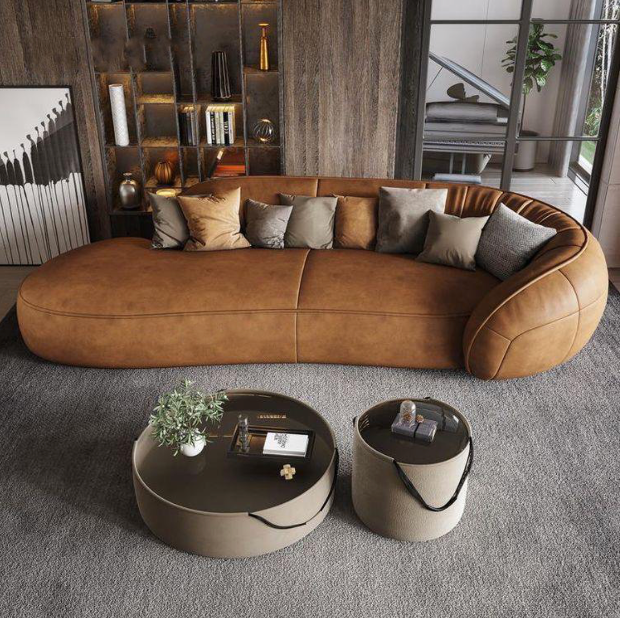 Stigr Lixra Arc Shaped Designer Leather Sofa