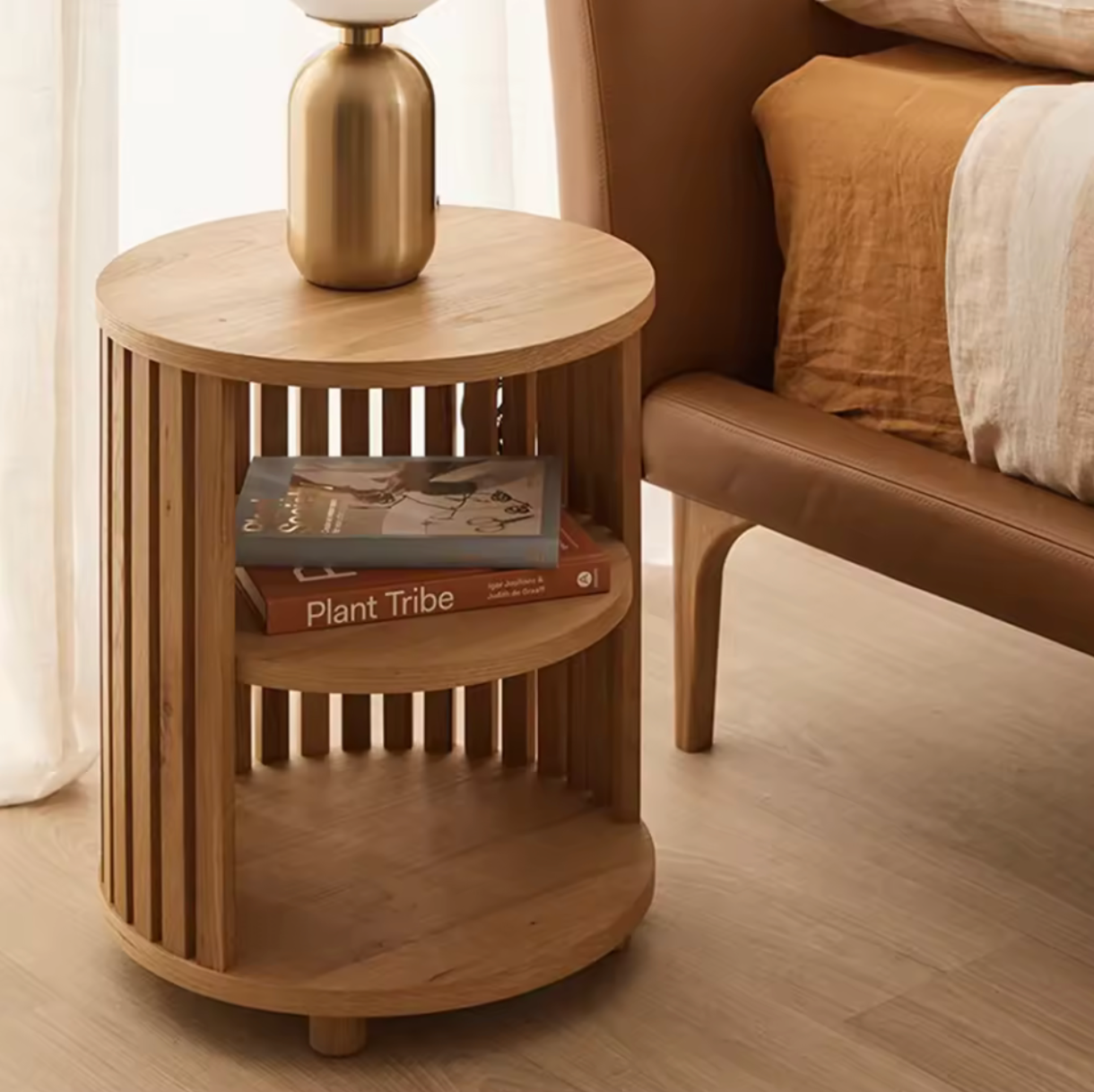 Henley Round Wooden Bedside Table