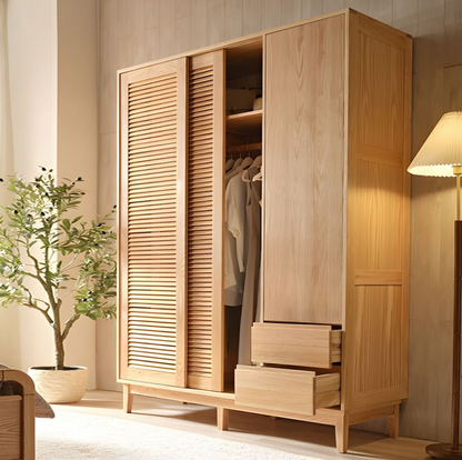 Oak Nordic Japanese Sliding Door Wardrobe