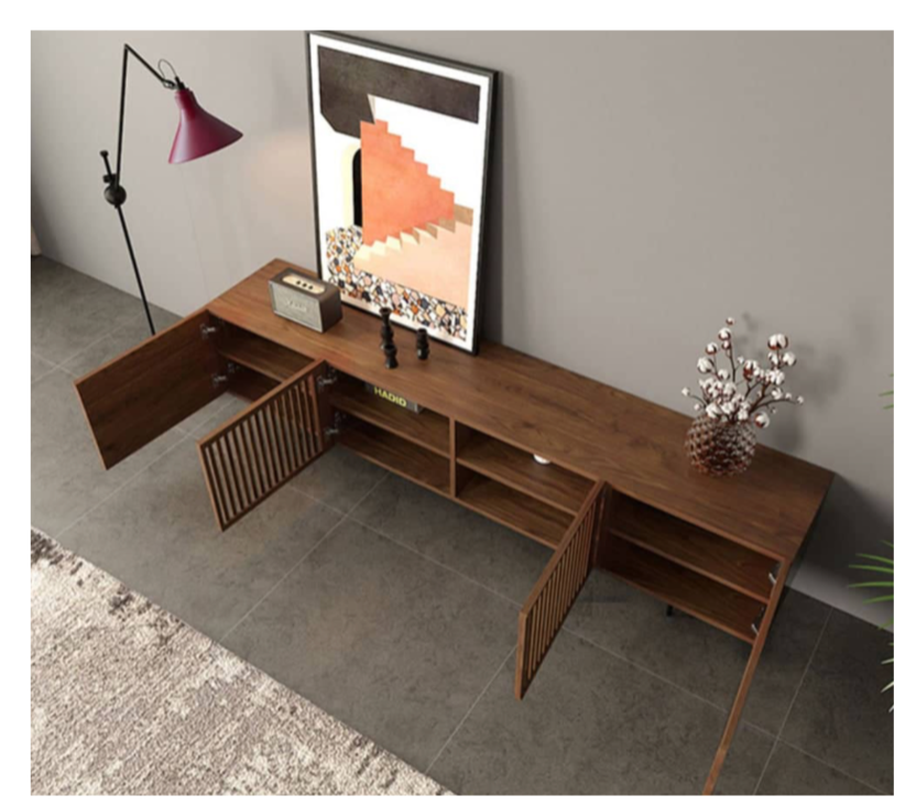 Acrylic Sonama Wood TV Stand with Shelves